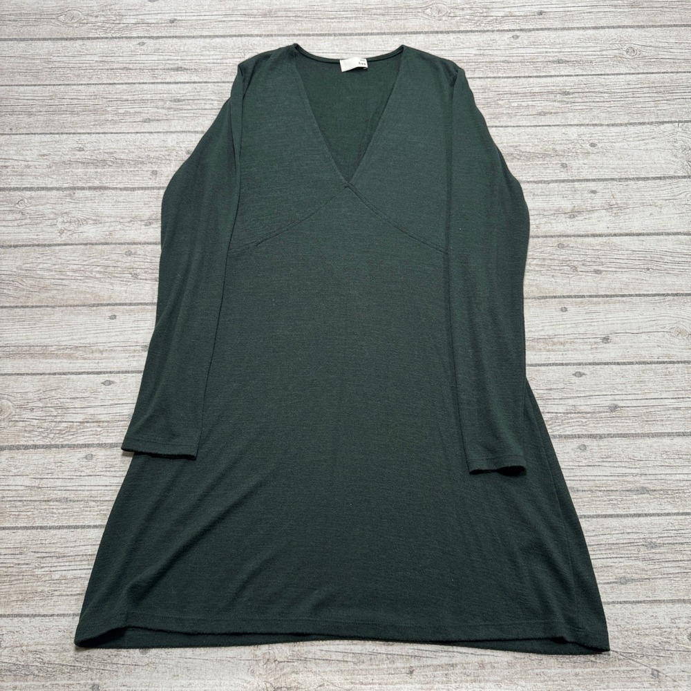 Wilfred Free Dress Women's Large Green V-Neck Long Sleeve Knit A-Line Stretch